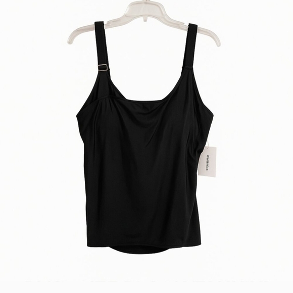 NWT FULLFITALL Black Tankini Swim Top Plus Size 22 Adjustable Straps - Picture 8 of 8